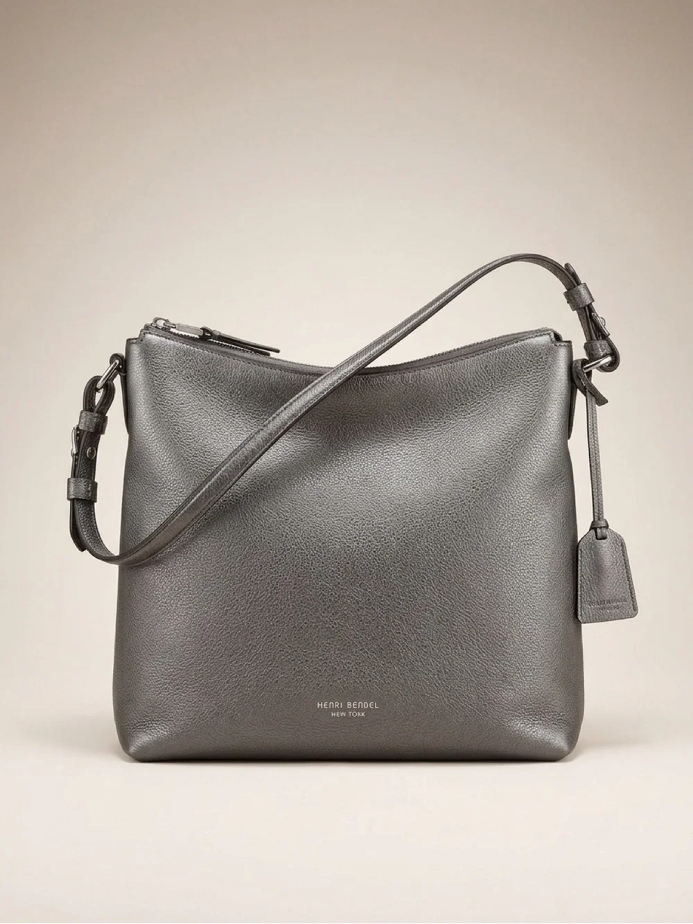 henri bendel Charcoal Leather Crossbody Messenger Bag